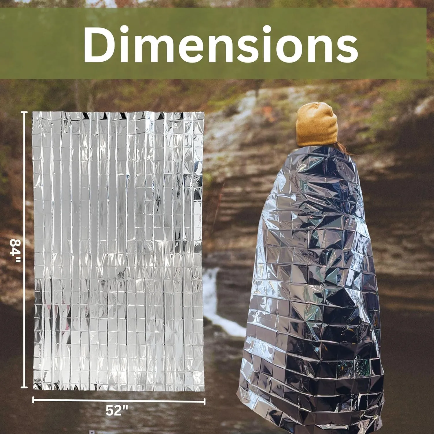 [10 Pack] Thermal Reflective Emergency Blanket 52x84 | Emergency Mylar Blankets | Survival Blanket for Survival Supplies | Camping, Hiking, or Emergencies