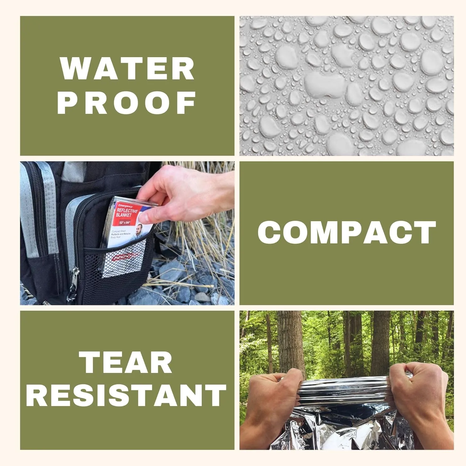 [10 Pack] Thermal Reflective Emergency Blanket 52x84 | Emergency Mylar Blankets | Survival Blanket for Survival Supplies | Camping, Hiking, or Emergencies