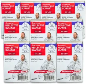 [10 Pack] Thermal Reflective Emergency Blanket 52x84 | Emergency Mylar Blankets | Survival Blanket for Survival Supplies | Camping, Hiking, or Emergencies