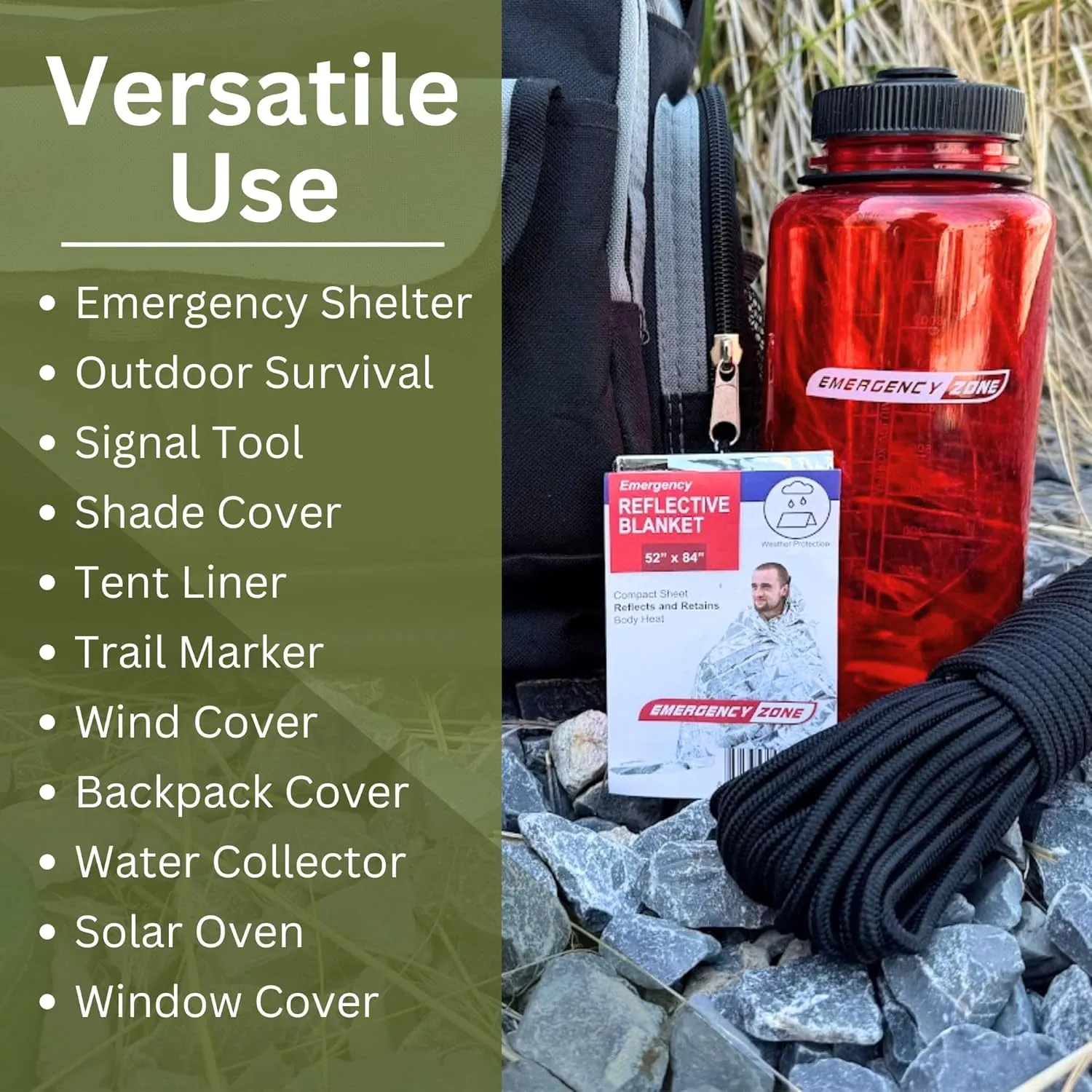 [10 Pack] Thermal Reflective Emergency Blanket 52x84 | Emergency Mylar Blankets | Survival Blanket for Survival Supplies | Camping, Hiking, or Emergencies