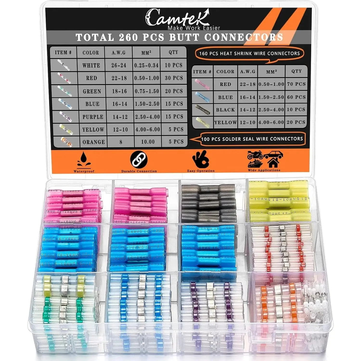 410 PCS Waterproof Heat Shrink Wire Connector Kit for Automotive and Electrical Wiring