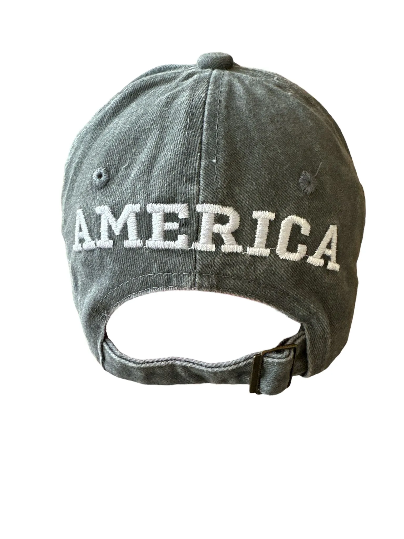 Andrea’s Deals Washed Unisex Embroidered Flag Baseball Cap Grey