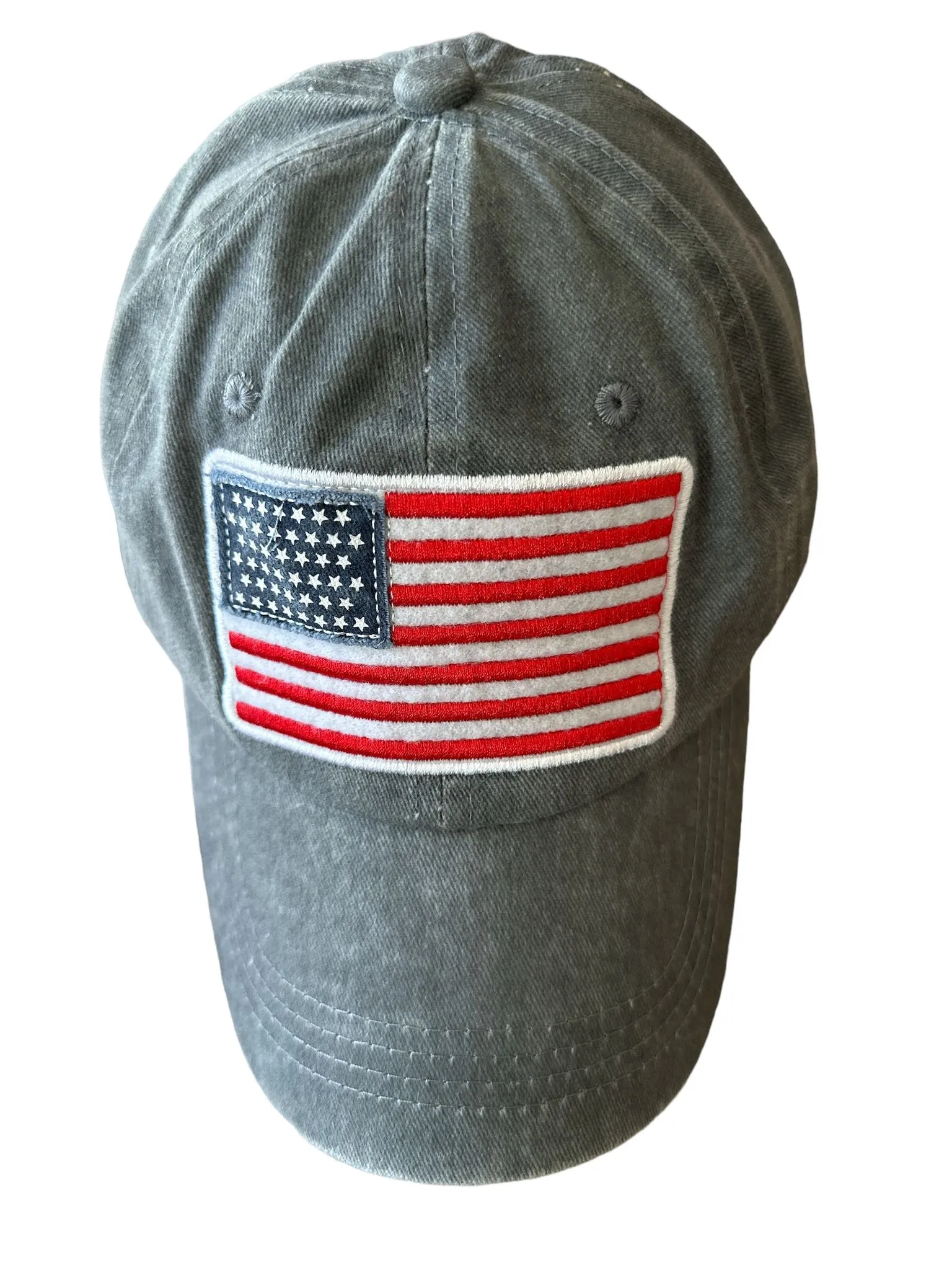 Andrea’s Deals Washed Unisex Embroidered Flag Baseball Cap Grey