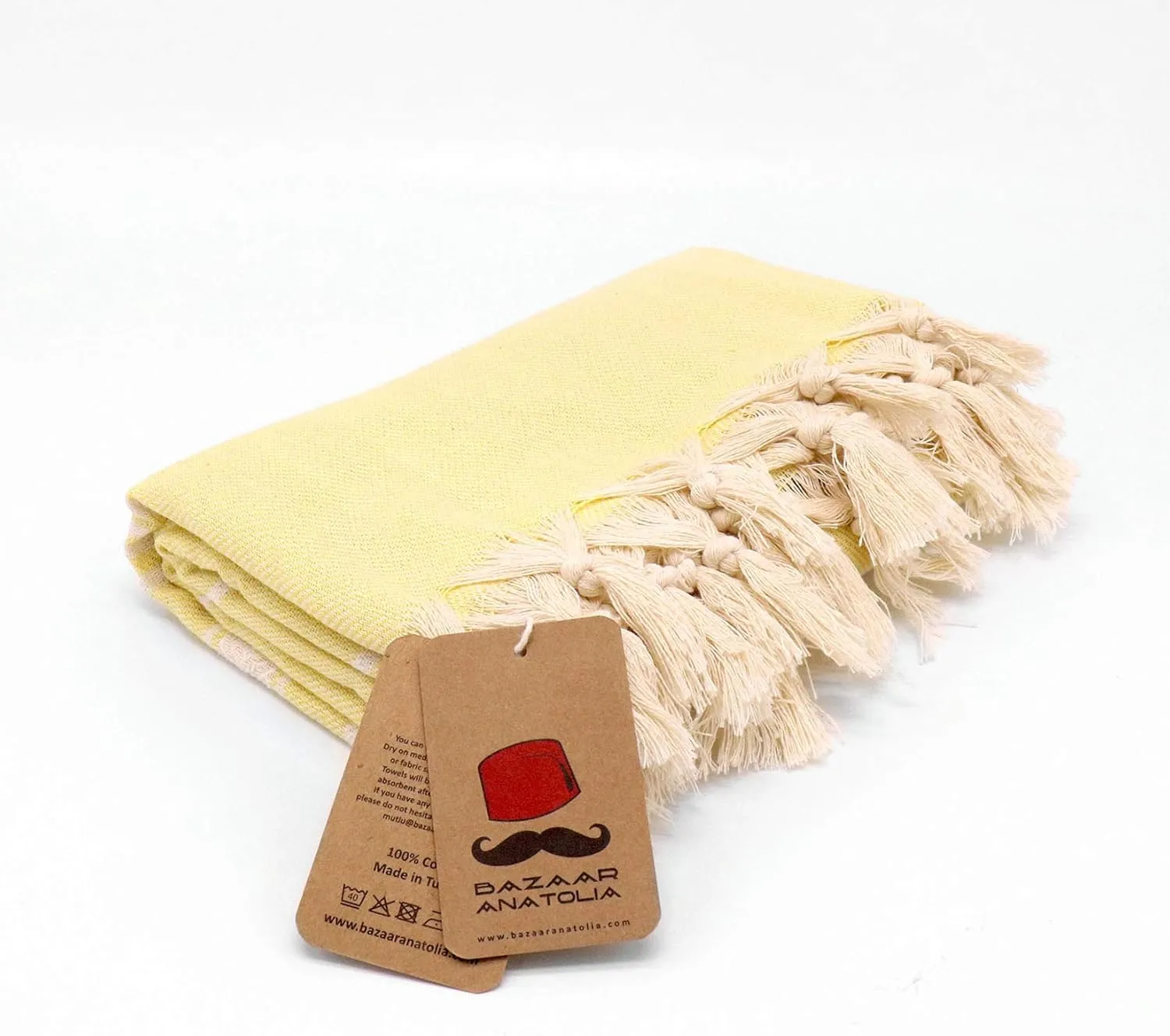 Bazaar Anatolia Turkish Beach Towel 100% Cotton Bath Towels Oversized Quick Dry Boho Farmhouse Fall Decor Sheets Bathroom Towels Sand Free Camping Blanket 71x39 inches - Stripe Yellow