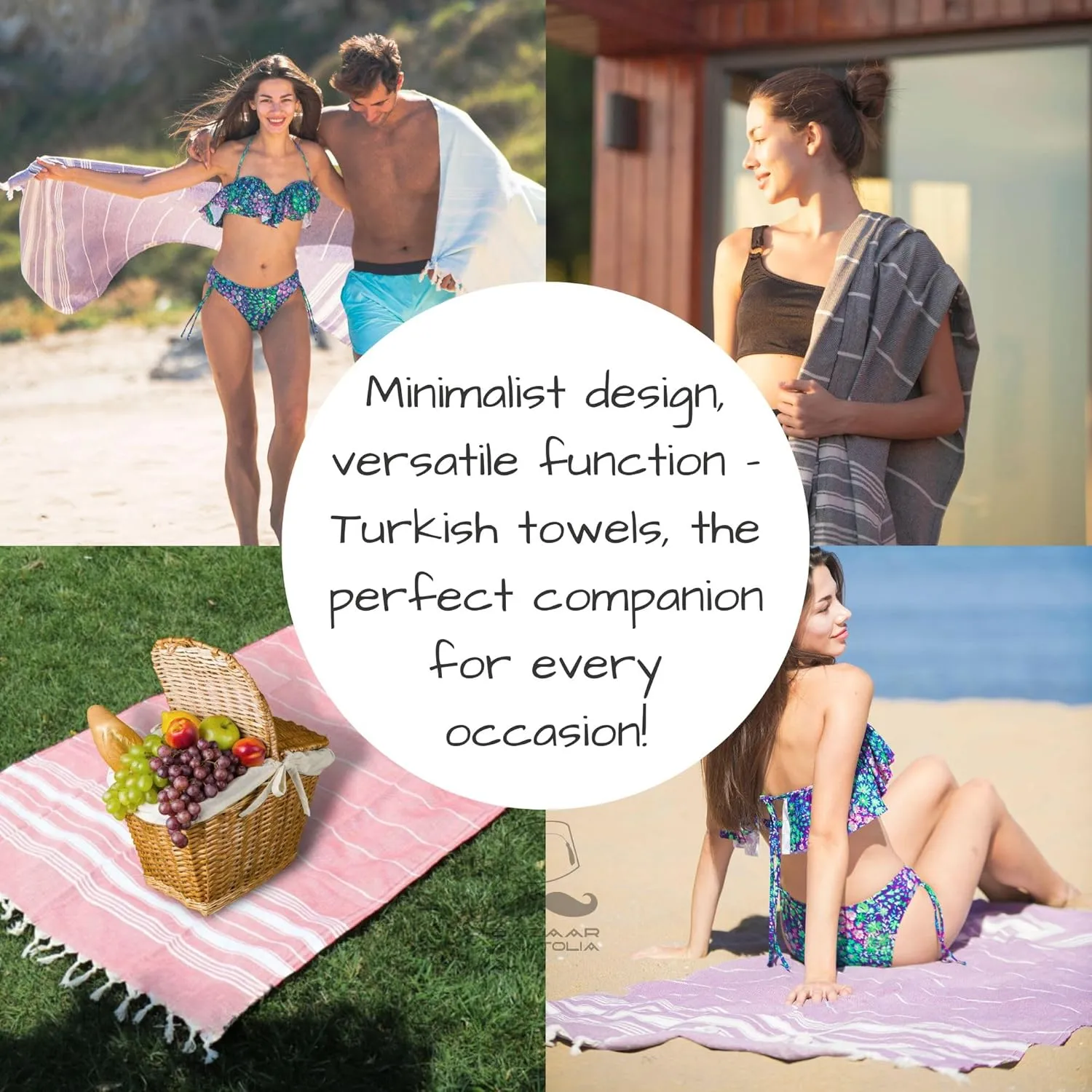 Bazaar Anatolia Turkish Beach Towel 100% Cotton Bath Towels Oversized Quick Dry Boho Farmhouse Fall Decor Sheets Bathroom Towels Sand Free Camping Blanket 71x39 inches - Stripe Yellow