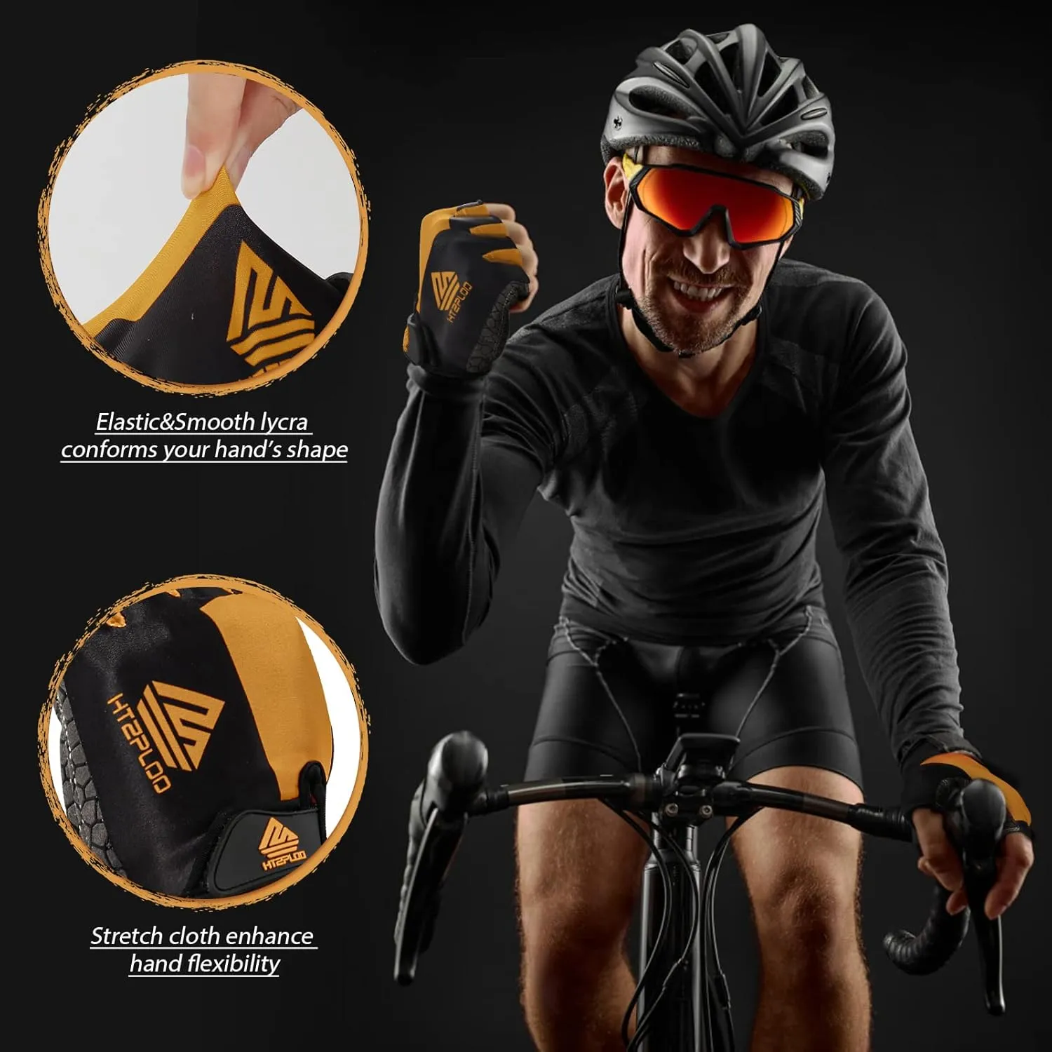 Bike Gloves for Men Women with Anti-Slip Shock-Absorbing Pad, Light Weight Half-Finger Cycling Gloves