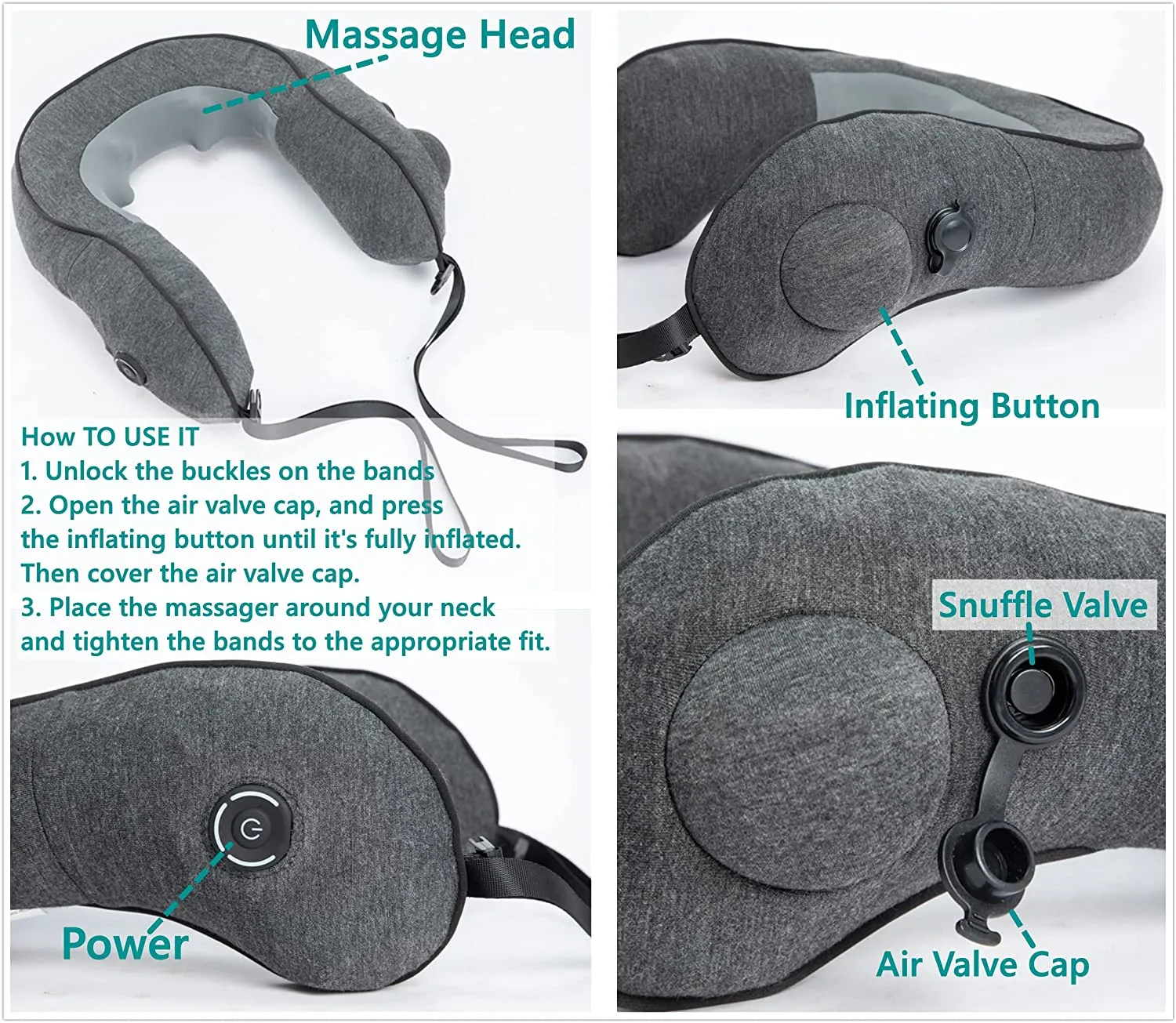 BOSSCARE Shiatsu Pillow Neck Massager Cordless Portable Travel Massager for Pain Relief
