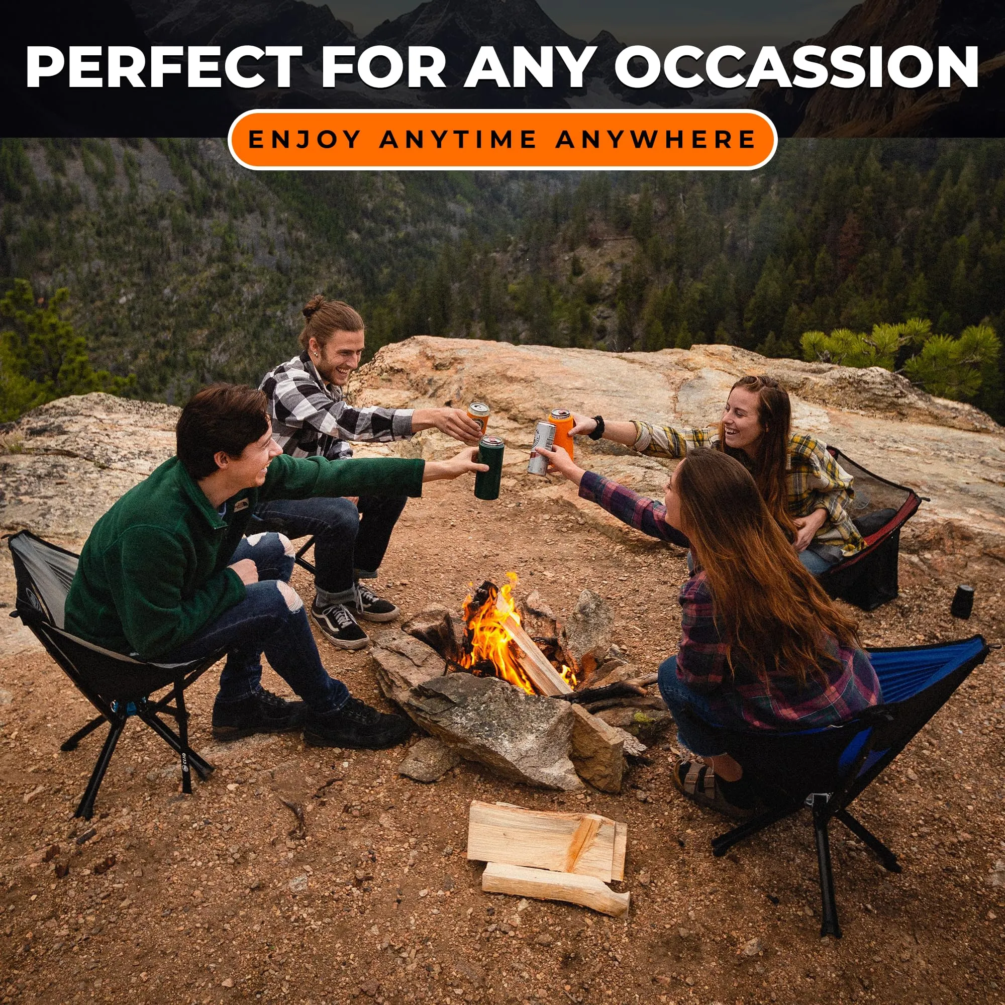 CLIQ Portable Chair - Lightweight Outdoor Camping Folding Chair - Supports 300 Lbs - Perfect for Outdoor Adventures