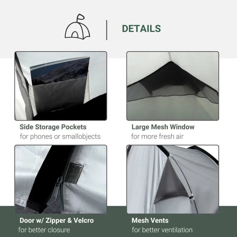Compact 1-2 Person Waterproof Camping Tent with Large Window - Blue