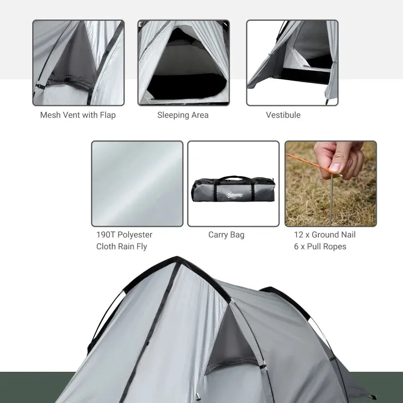 Compact 1-2 Person Waterproof Camping Tent with Large Window - Blue