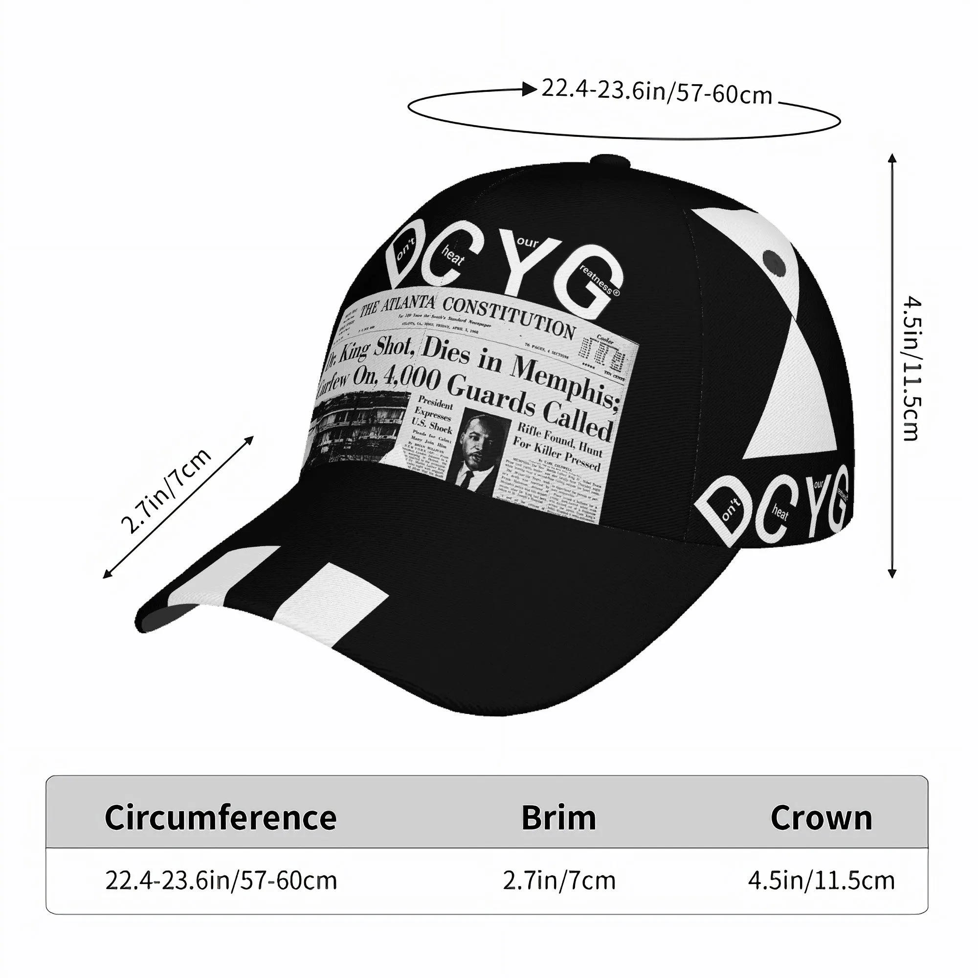 DCYG Black History Curved Brim Baseball Cap (AOP)