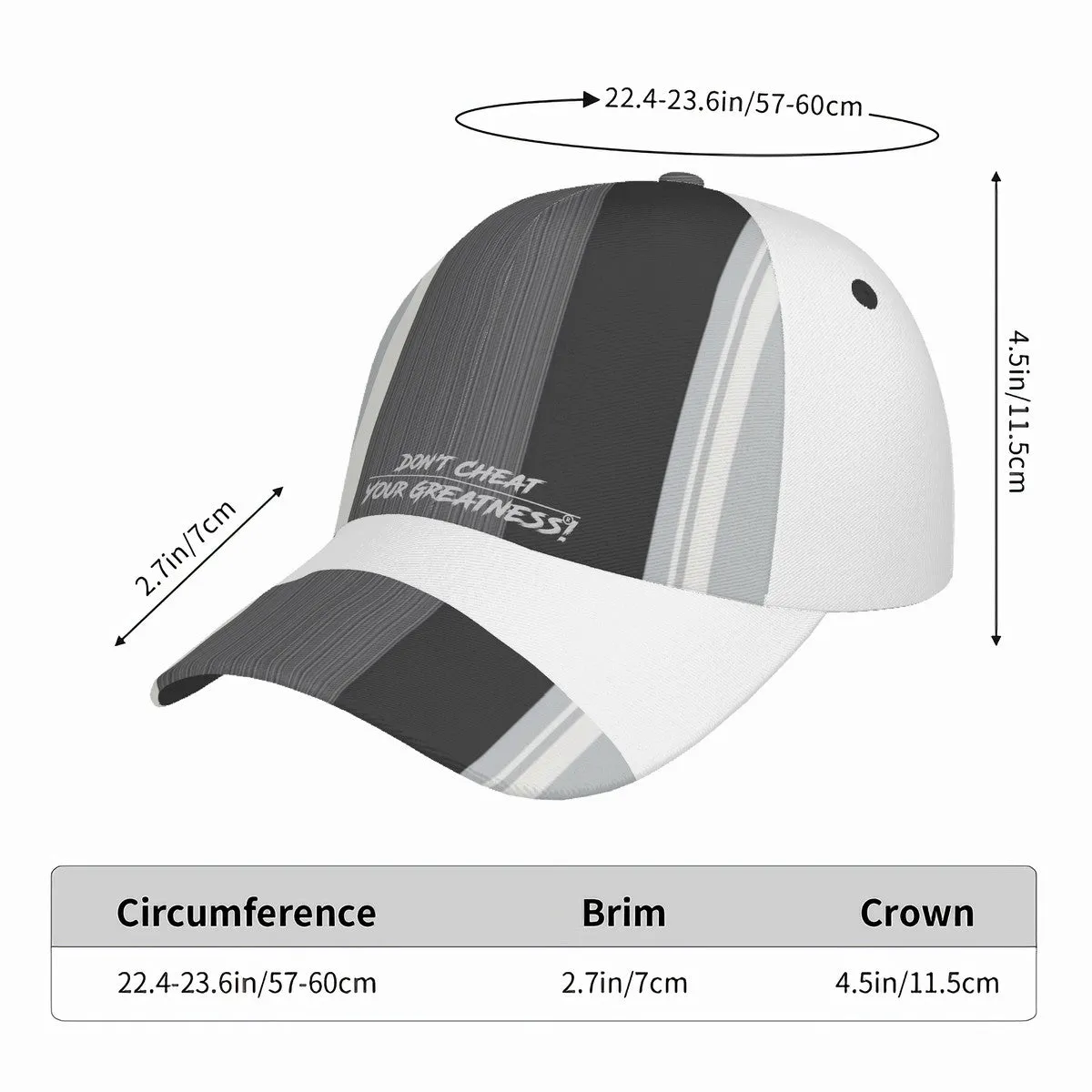 DCYG Grey, Light Grey, & White S24 Curved Brim Baseball Cap (AOP)