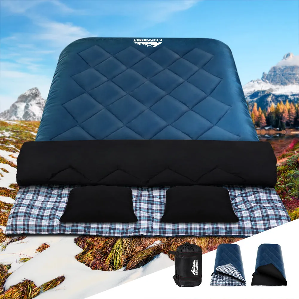 Double Sleeping Bag -10°C to 15°C Tent Winter Thermal Navy
