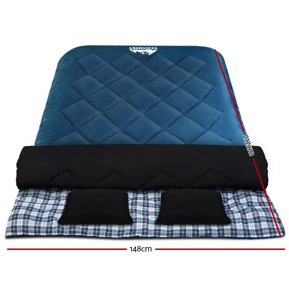 Double Sleeping Bag -10°C to 15°C Tent Winter Thermal Navy