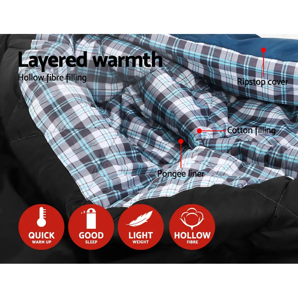 Double Sleeping Bag -10°C to 15°C Tent Winter Thermal Navy