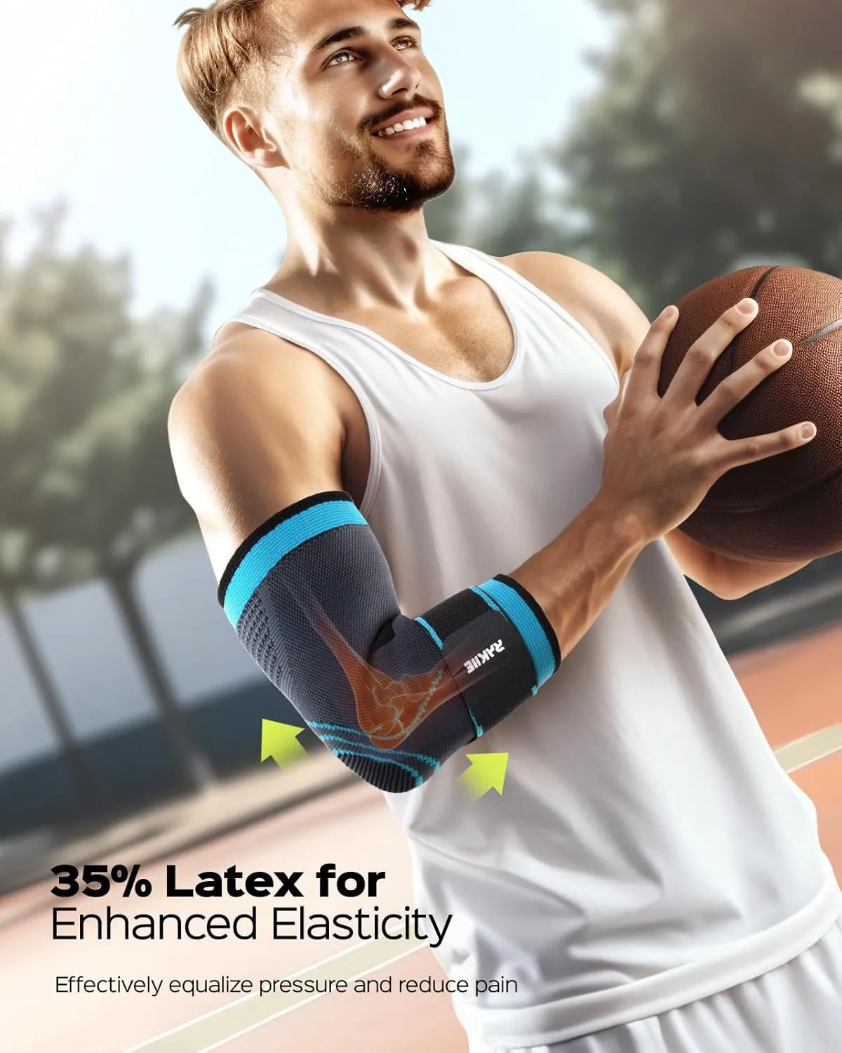 Elbow Support Brace for Men and Women, 2 Pack Elbow Compression Sleeve, Elbow Brace for Tendonitis and Tennis Elbow, Elbow Sleeve Reduce Joint Pain for Tennis, Golfer, Workouts Blue (L)