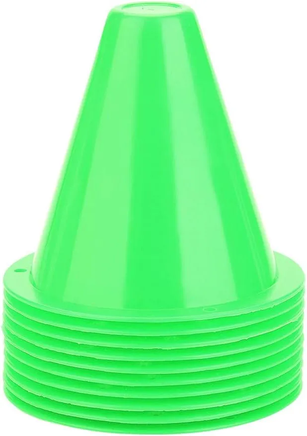 Football Marking Discs, Unbreakable PE Cone Shape 10pcs Football Cone, Improve The Controlling Ability of Football for Football Training Games for Boys(Green)