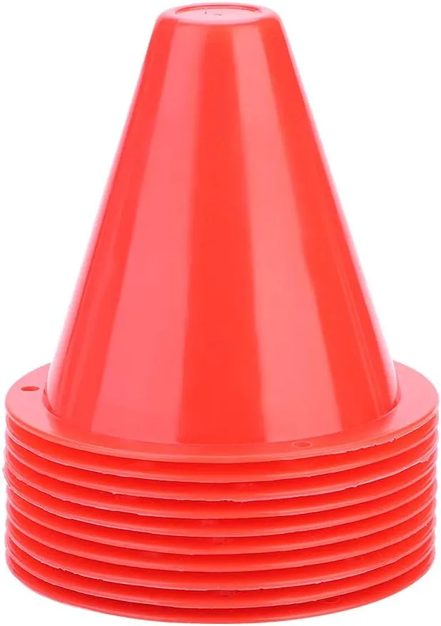 Football Marking Discs, Unbreakable PE Cone Shape 10pcs Football Cone, Improve The Controlling Ability of Football for Football Training Games for Boys(red)