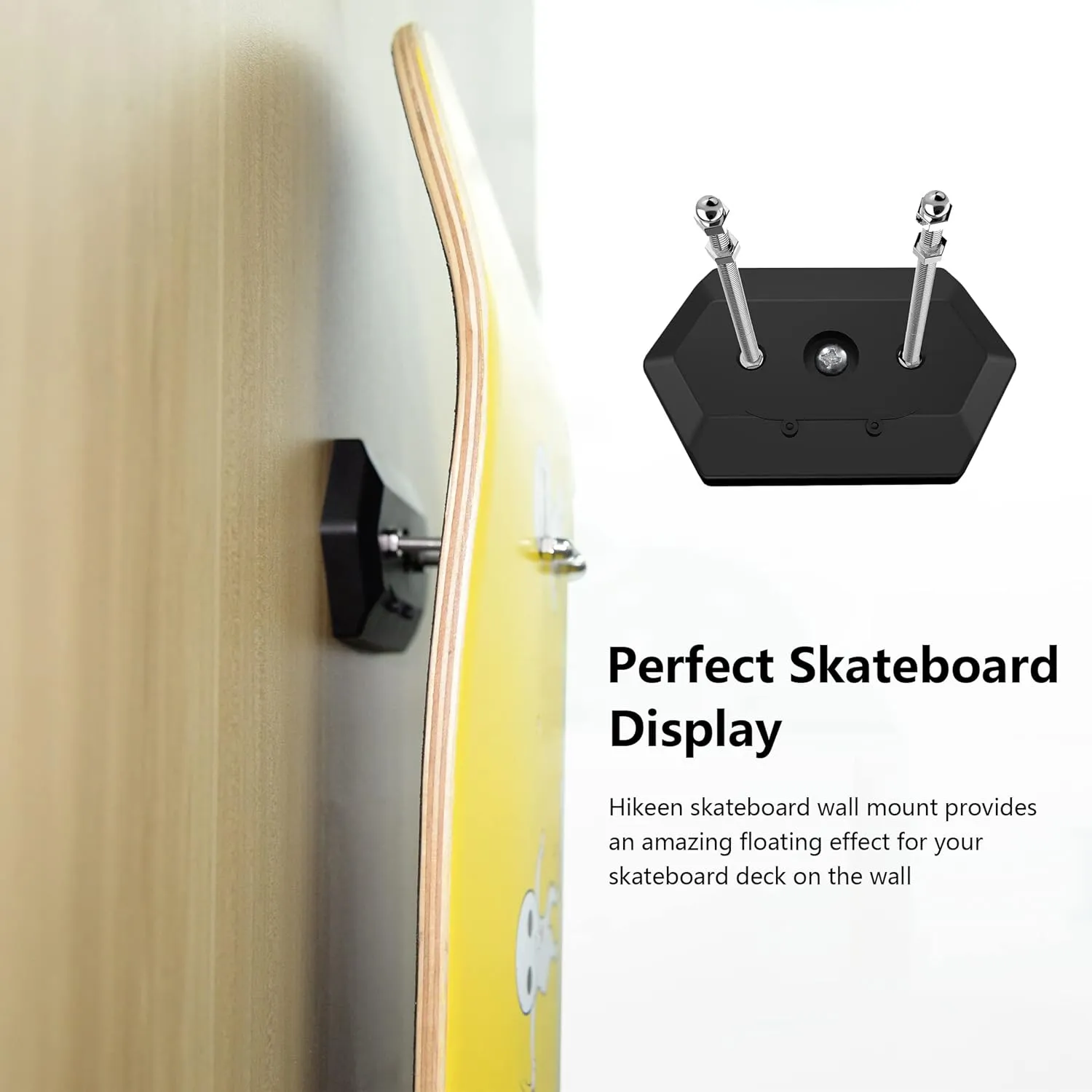 Hikeen Skateboard Wall Mount Skateboard Hanger for Skateboard Deck Display and Storage, Floating Effect