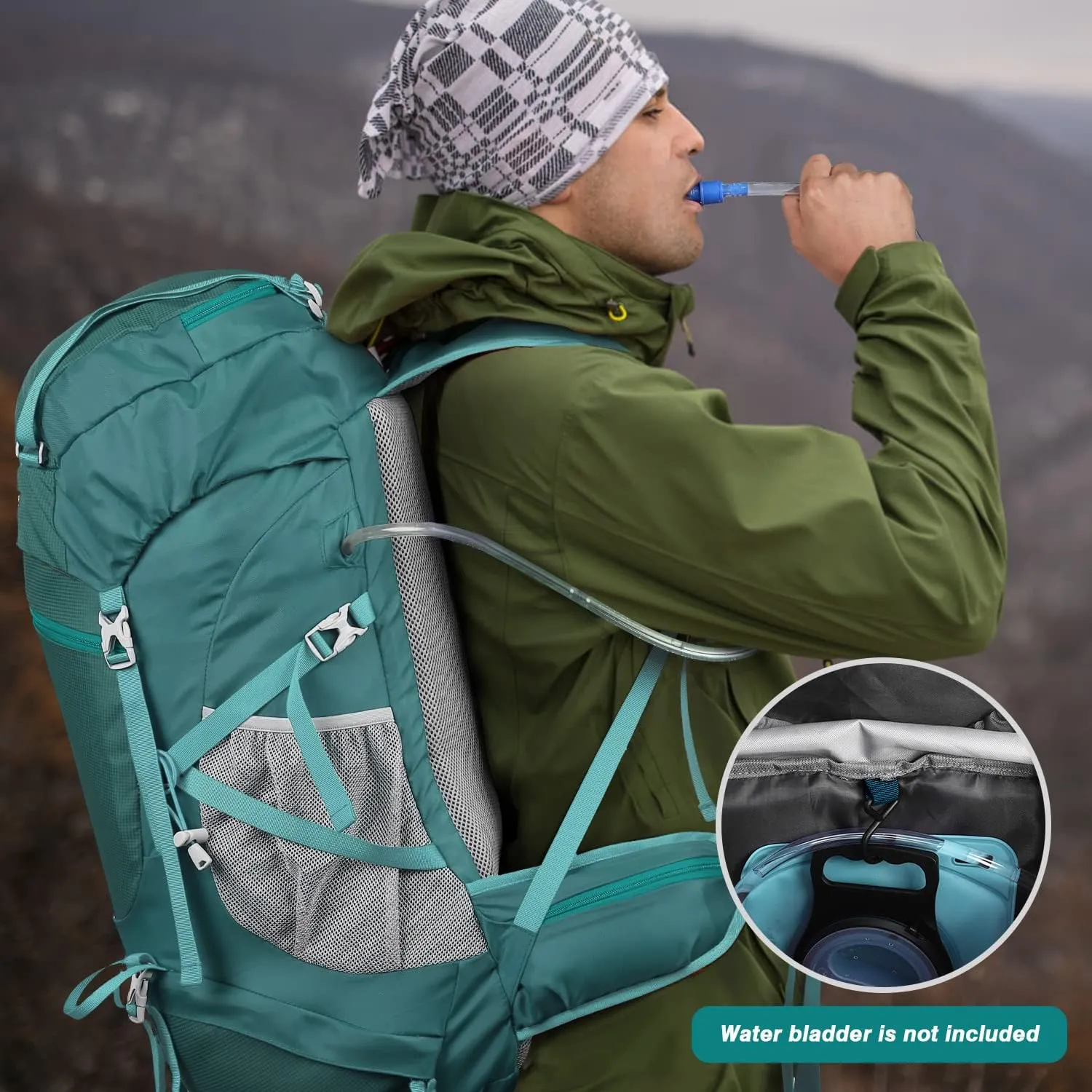 HOMIEE 50L Hiking Backpack Travel Bag Waterproof Camping Rucksack with Rain Cover Lightweight Backpacking Backpack