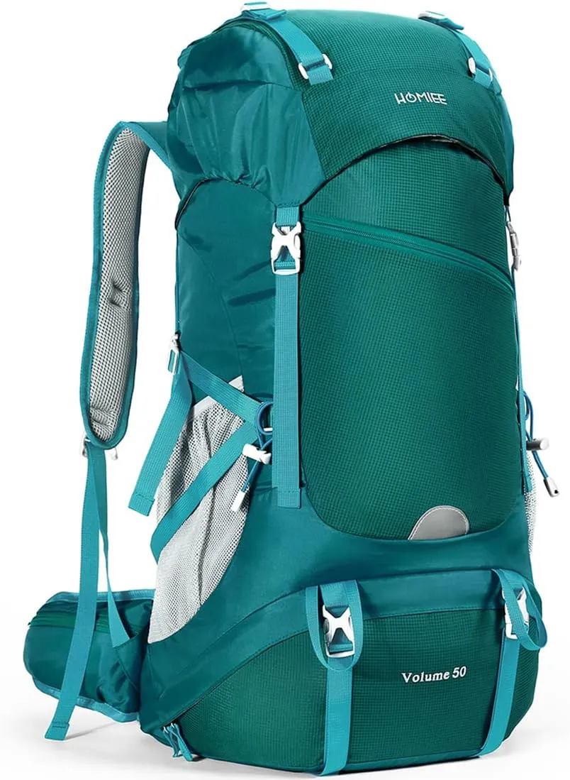 HOMIEE 50L Hiking Backpack Travel Bag Waterproof Camping Rucksack with Rain Cover Lightweight Backpacking Backpack
