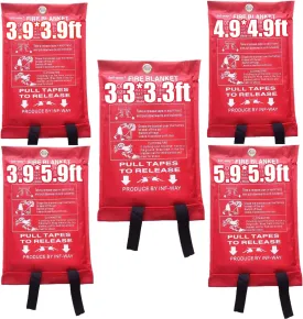 Inf-way Emergency Fire Blanket for Home and Kitchen, 5 Size for Choice, 1 Pack Extra Large Fire Blanket 4.9x4.9ft