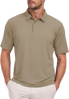 Jacquard Polo Shirts for Men Short Sleeve Golf Shirt Dry Fit Moisture Wicking Performance Golf Shirts