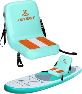 JAYEGT Inflatable Kayak Seat with Back Support,Paddle Board Accessories Foldable SUP SeatErgonomic Anti-Slip Design, high Load CapacityVersatile Use for Kayak,Padded Boat,SUP,Canoe,Fishing Boat