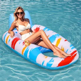 JOSEN Inflatable Pool Float Adult, Pool Float Lounger Raft Floaties Water Floating Chair with Cup Holders Backrest & Footrest for Swimming Pool, Lake & Beach Party