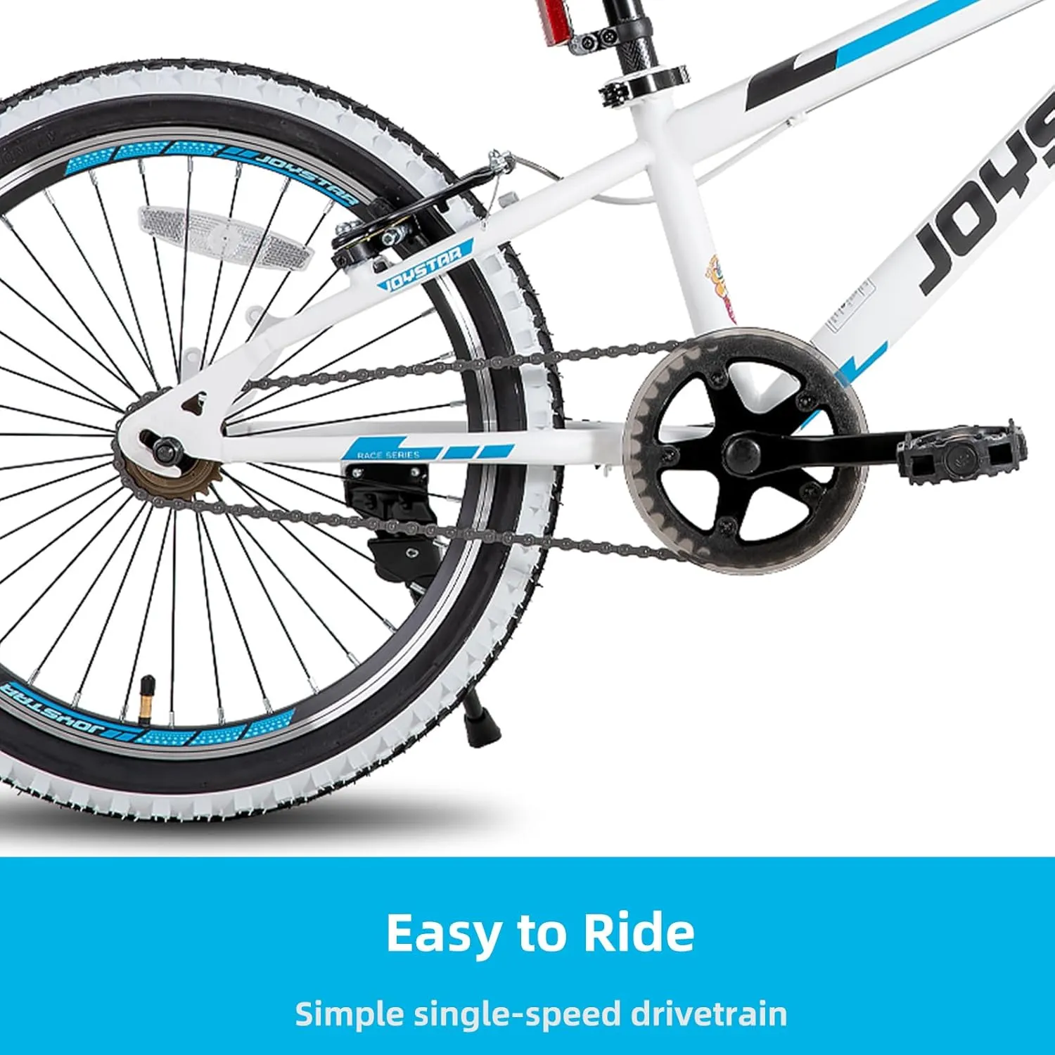 JOYSTAR Lubbock 20 24 Inch Kids Bike for Boys & Girls Ages 7-12 Years Hardtail Mountain Bike for Kids with 1-Speed/7-Speed Drivetrain, White Wall Knobby Tires, Kids' Bicycle