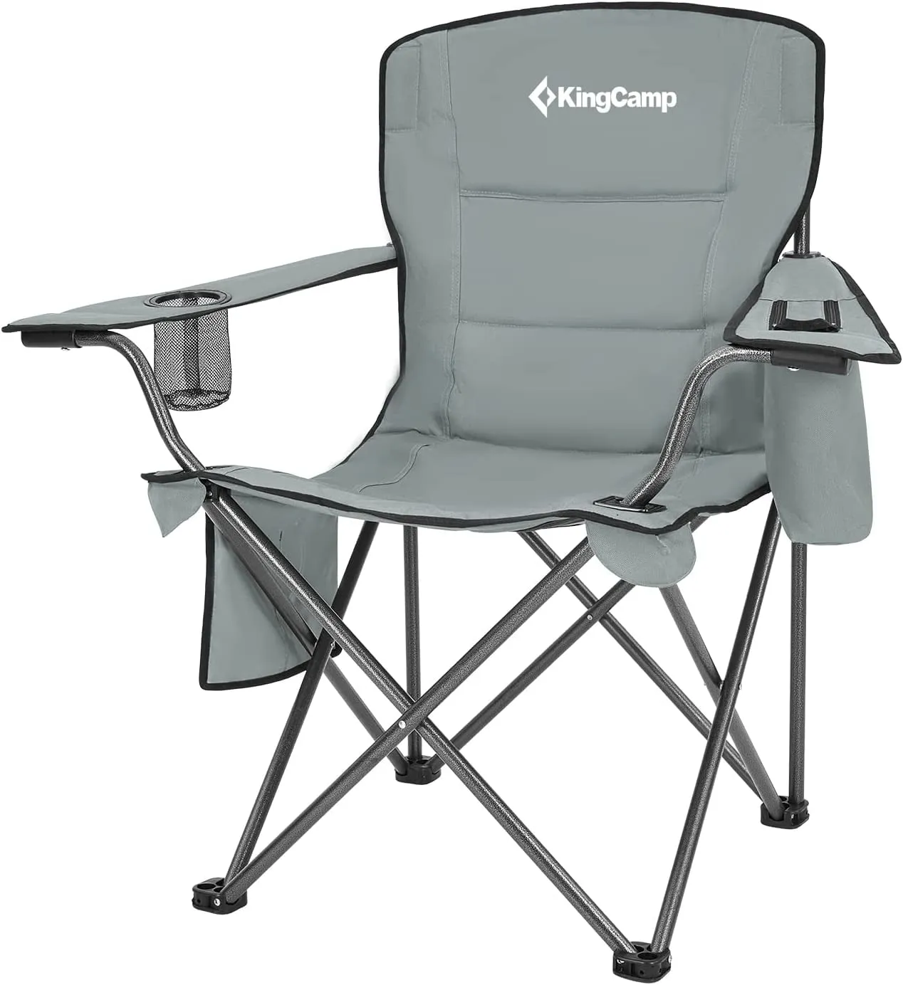 KingCamp Camping Chair for Adults Folding Chair Oversized Heavy Duty 300lbs Camp Chair Full Padded Outdoor Portable Chair with Cooler Bag Cup Holder Side Pocket Red