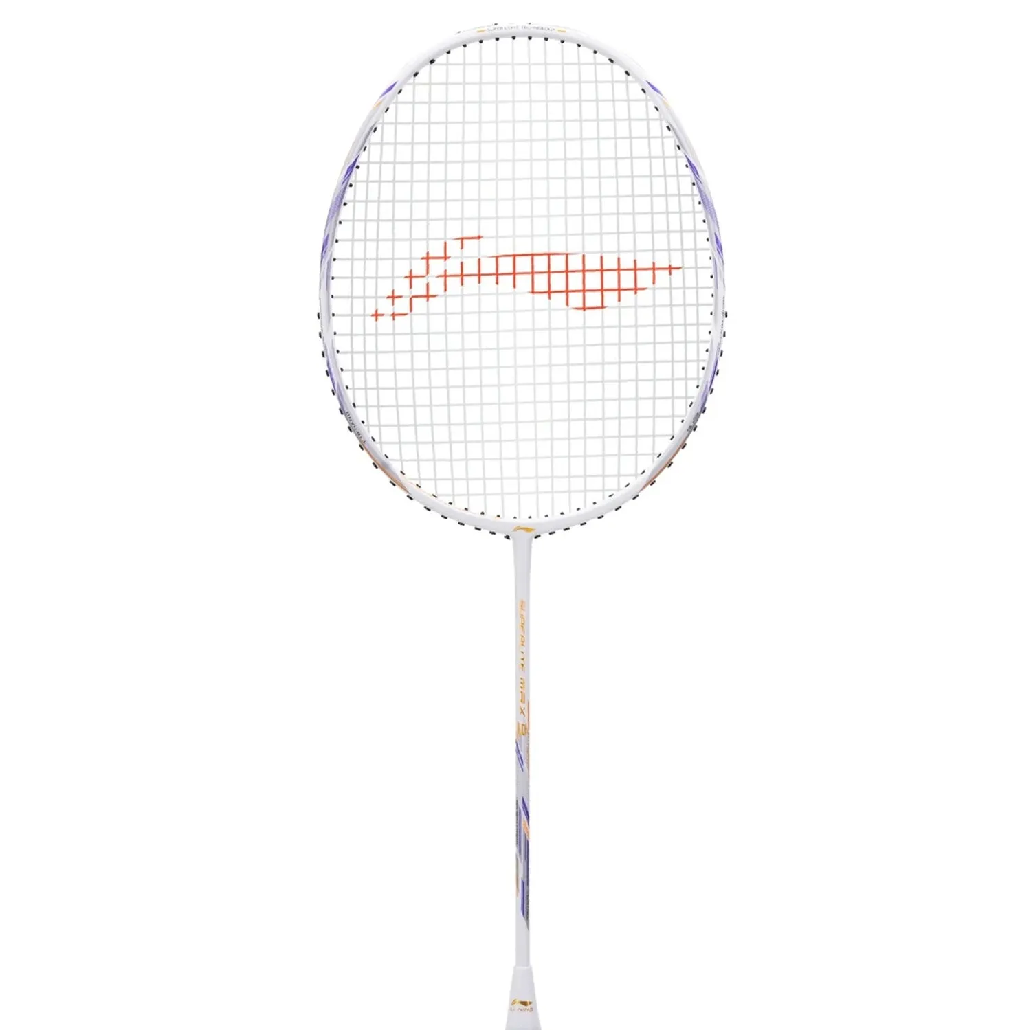 Li-Ning G-Force Superlite Max 9 Strung Badminton Racquet, White/Purple