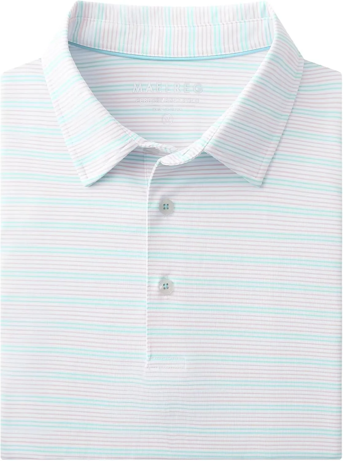 M MAELREG Mens Golf Shirts Dry Fit Moisture Wicking Performance Sports Short Sleeve Striped Collared Polo Shirts for Men