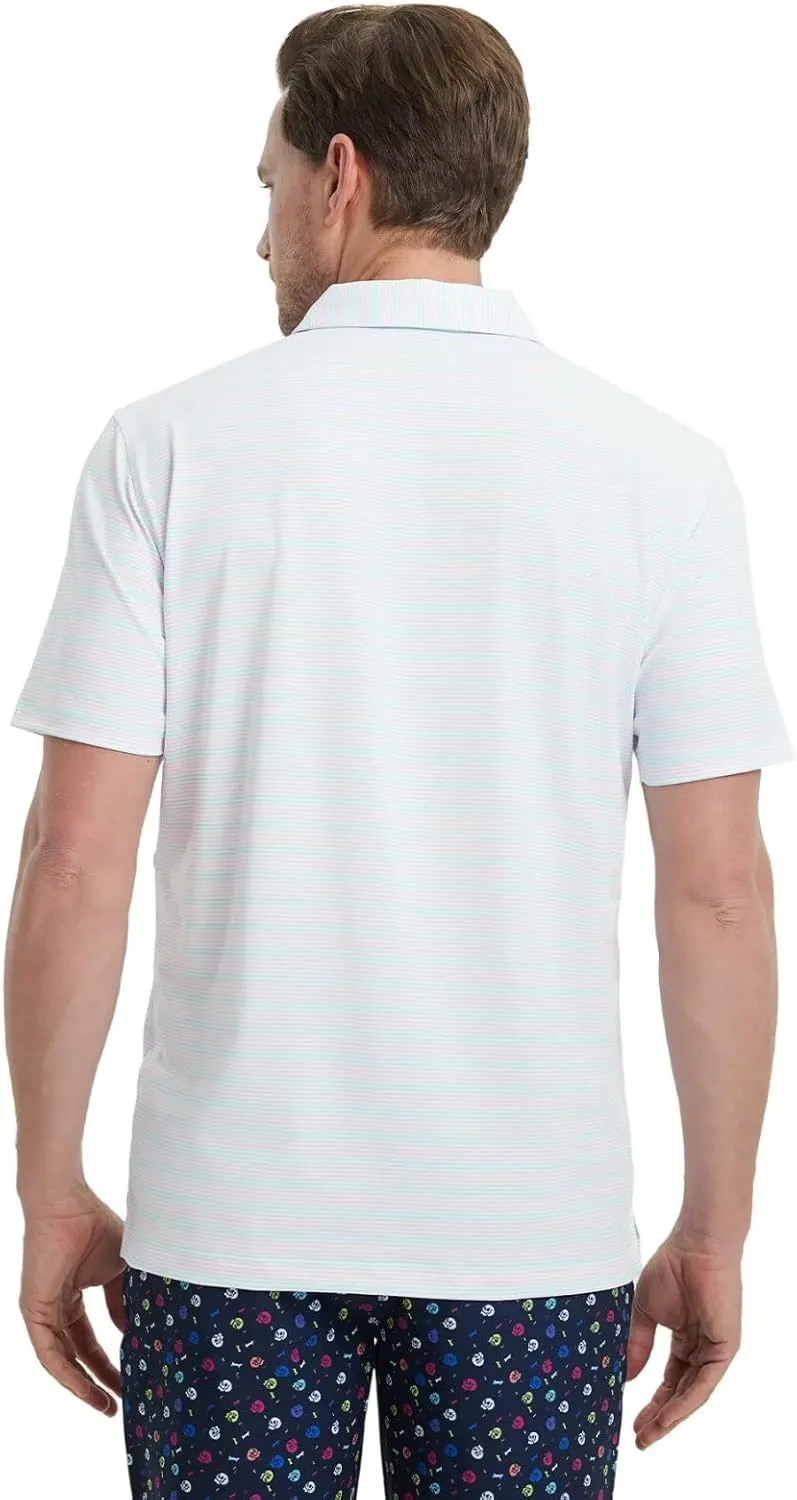 M MAELREG Mens Golf Shirts Dry Fit Moisture Wicking Performance Sports Short Sleeve Striped Collared Polo Shirts for Men