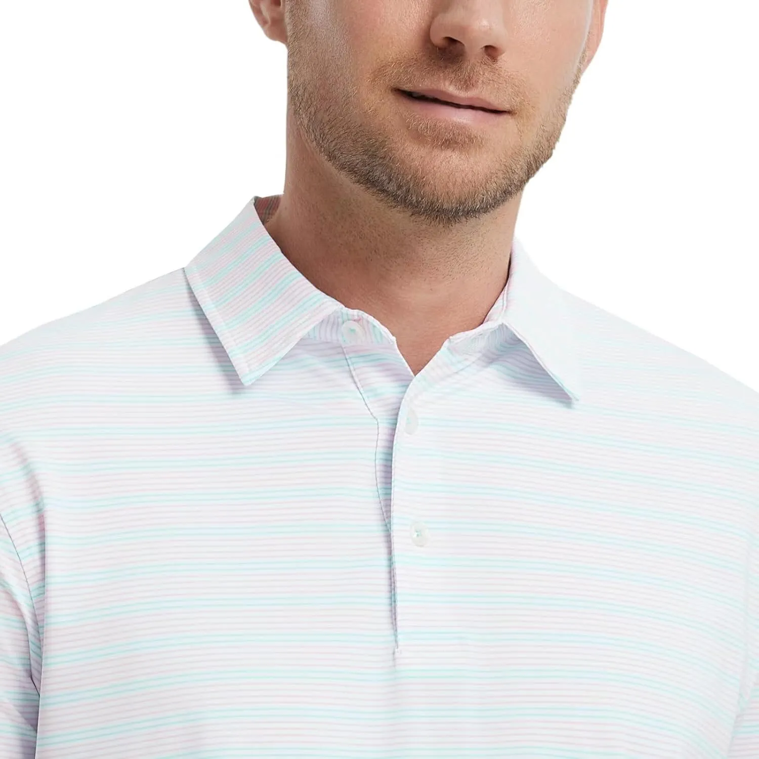 M MAELREG Mens Golf Shirts Dry Fit Moisture Wicking Performance Sports Short Sleeve Striped Collared Polo Shirts for Men