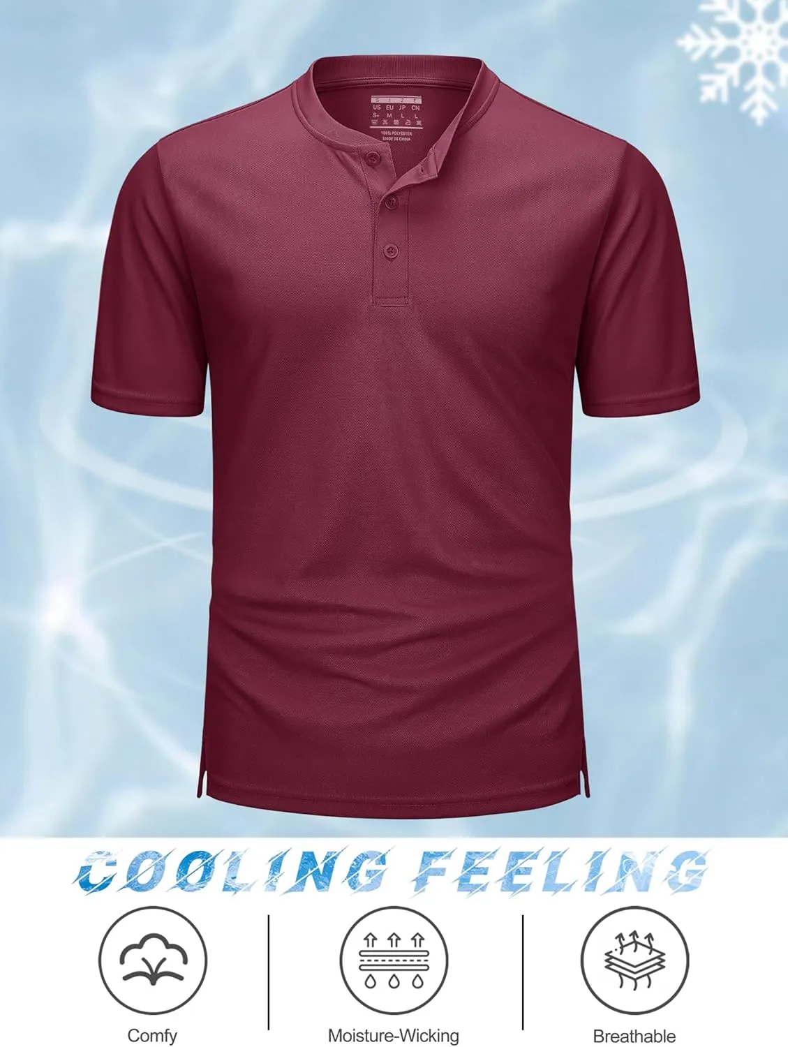 MAGCOMSEN Men's Henley Shirts Short Sleeve Casual Collarless Shirt Quick Dry Summer T-Shirts Golf Workout Tops