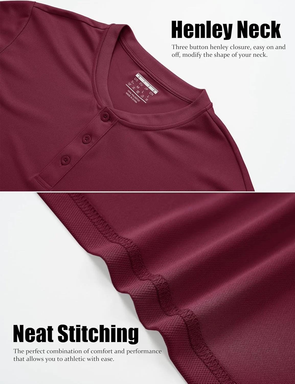 MAGCOMSEN Men's Henley Shirts Short Sleeve Casual Collarless Shirt Quick Dry Summer T-Shirts Golf Workout Tops