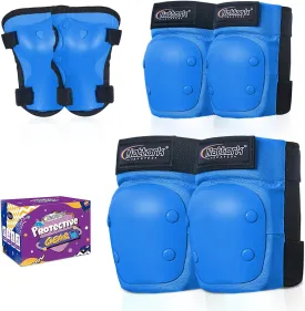 Nattork Knee Pads, Elbow Pads&Wrist Guards for Kids Youth Adults, 6 in 1 Protective Gear Set for Skateboard, Roller Skate, Inline Skates, Cycling and Scooter Boys Girls Age 3-15