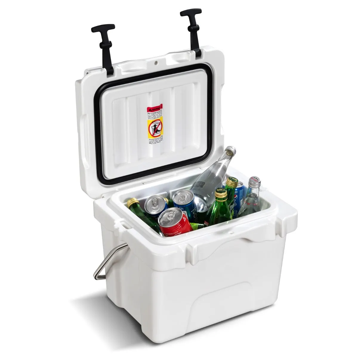 NNECW Portable Ice Chest with Cup Holders for Camping White