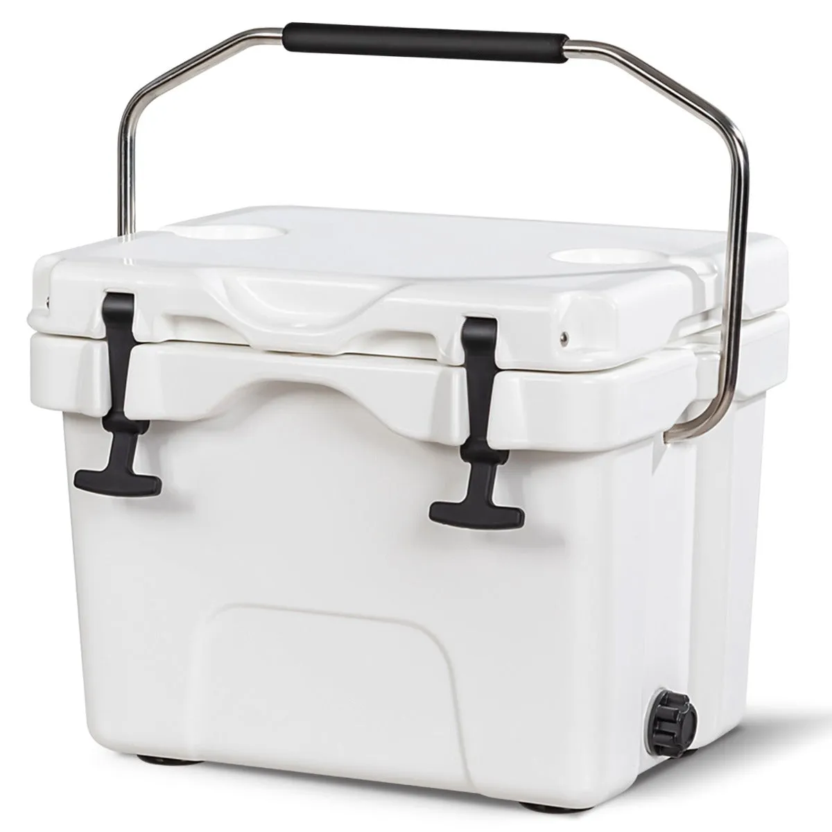 NNECW Portable Ice Chest with Cup Holders for Camping White