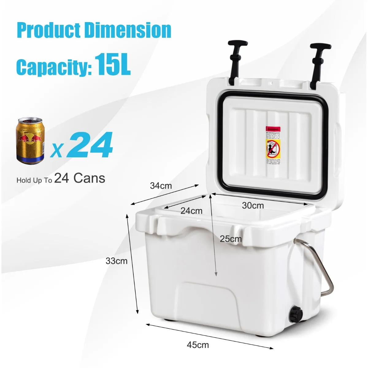 NNECW Portable Ice Chest with Cup Holders for Camping White