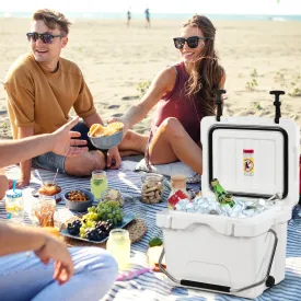 NNECW Portable Ice Chest with Cup Holders for Camping White
