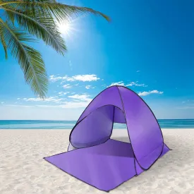 Pop Up Beach Tent for 2-3 Person, UPF50  Anti-UV Sun Shelter w/Storage Bag, Portable Waterproof Instant Sun Shade Canopy for Outdoor Beach Camping Hiking Travel Family, Purple
