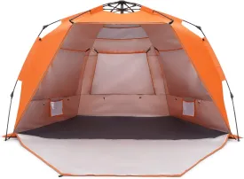 Pop Up Beach Tent, Portable Beach Shade Canopy Folding Sun Shade Shelter, UPF 50  Protection, Easy Setup and Carry, Double Silver Coating with 3 Ventilation window, Large Size Perfect for Family 4 People