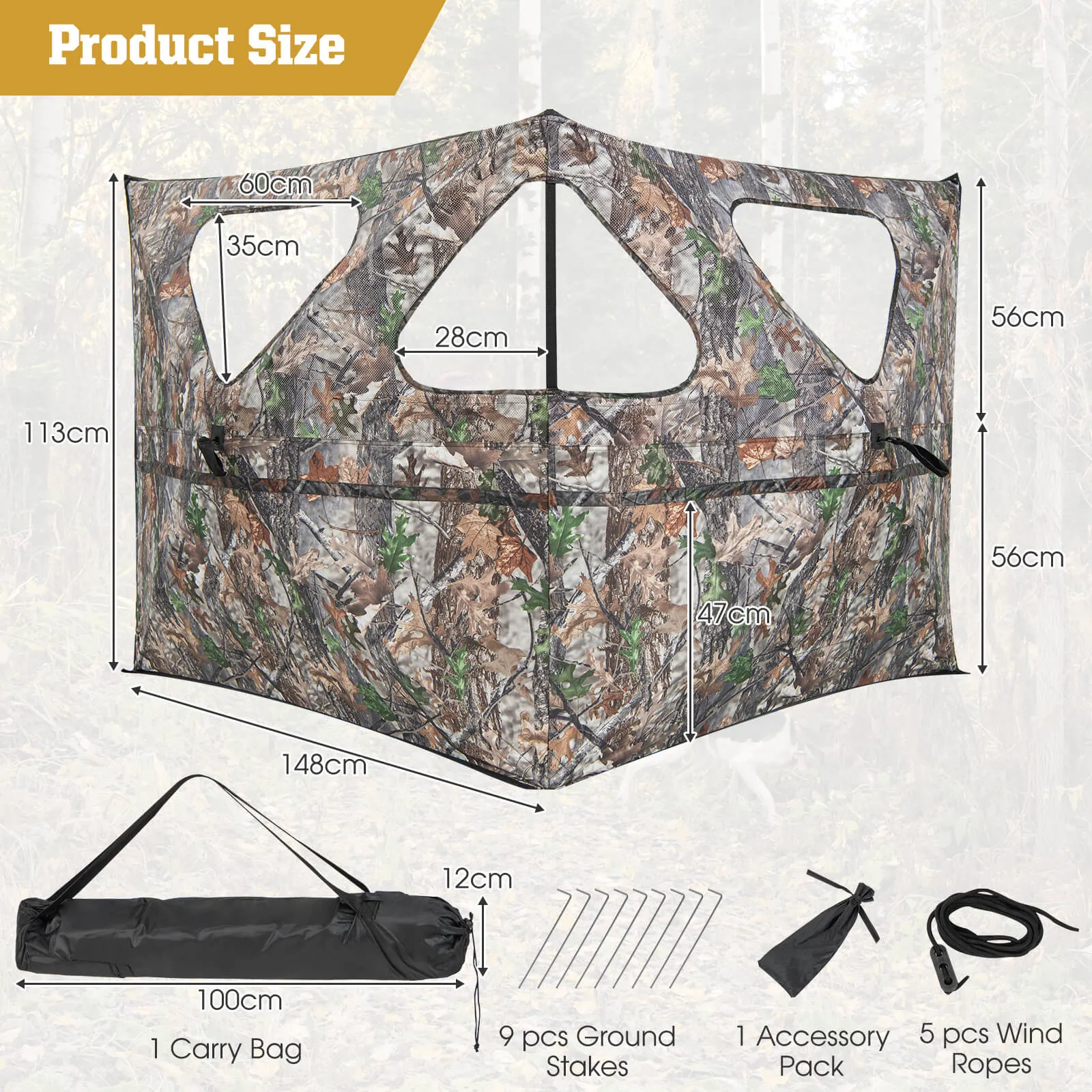 Portable 360 Degree See Through Hunting Blind Tent