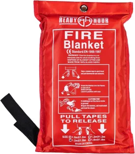 Ready Hour Fire Blanket, Large Fire Blanket (47.2 x 70.8 Inches), Fire Blanket for Kitchen, Fire Blanket for Home, Emergency Fire Blanket, Emergency Kit Essentials, Emergency Kit Items, Fire Safety