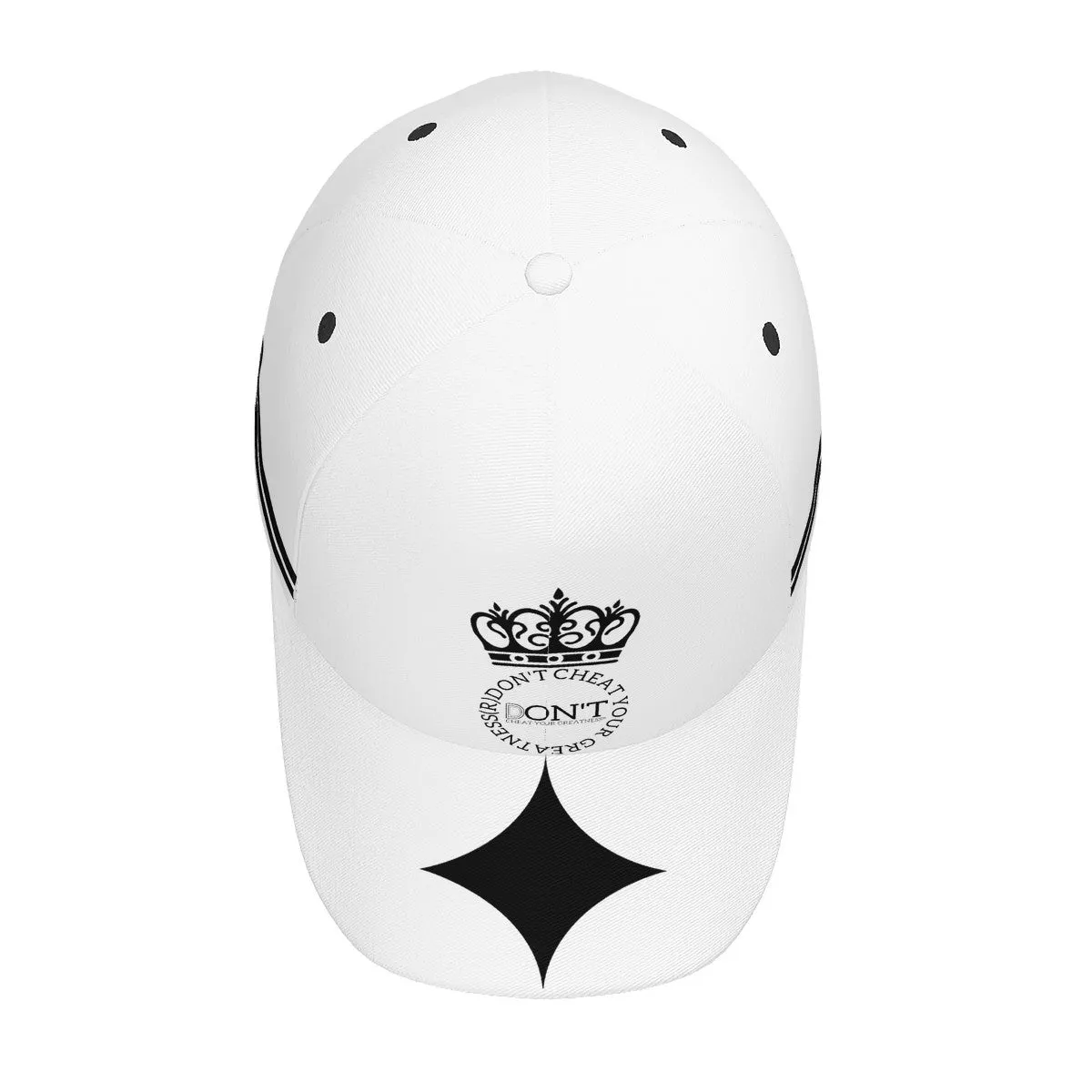 Royalty DON'T D4XV Black Logo, Stripes, Designs  & White Curved Brim Baseball Cap (AOP)