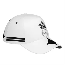 Royalty DON'T D4XV Black Logo, Stripes, Designs  & White Curved Brim Baseball Cap (AOP)