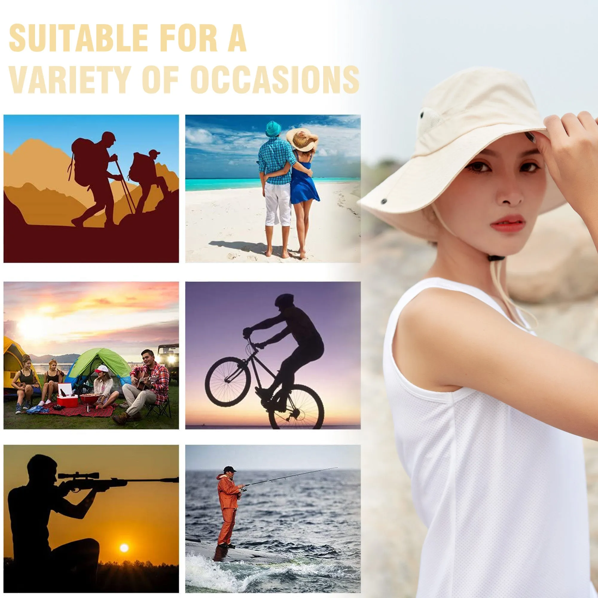 Sidiou Group Anniou Summer Women Hiking Camping Wide Brim Ponytail Fishing Hat UPF40  UV Protection Wide Brim Sun Hat Foldable Mesh Bucket Hat