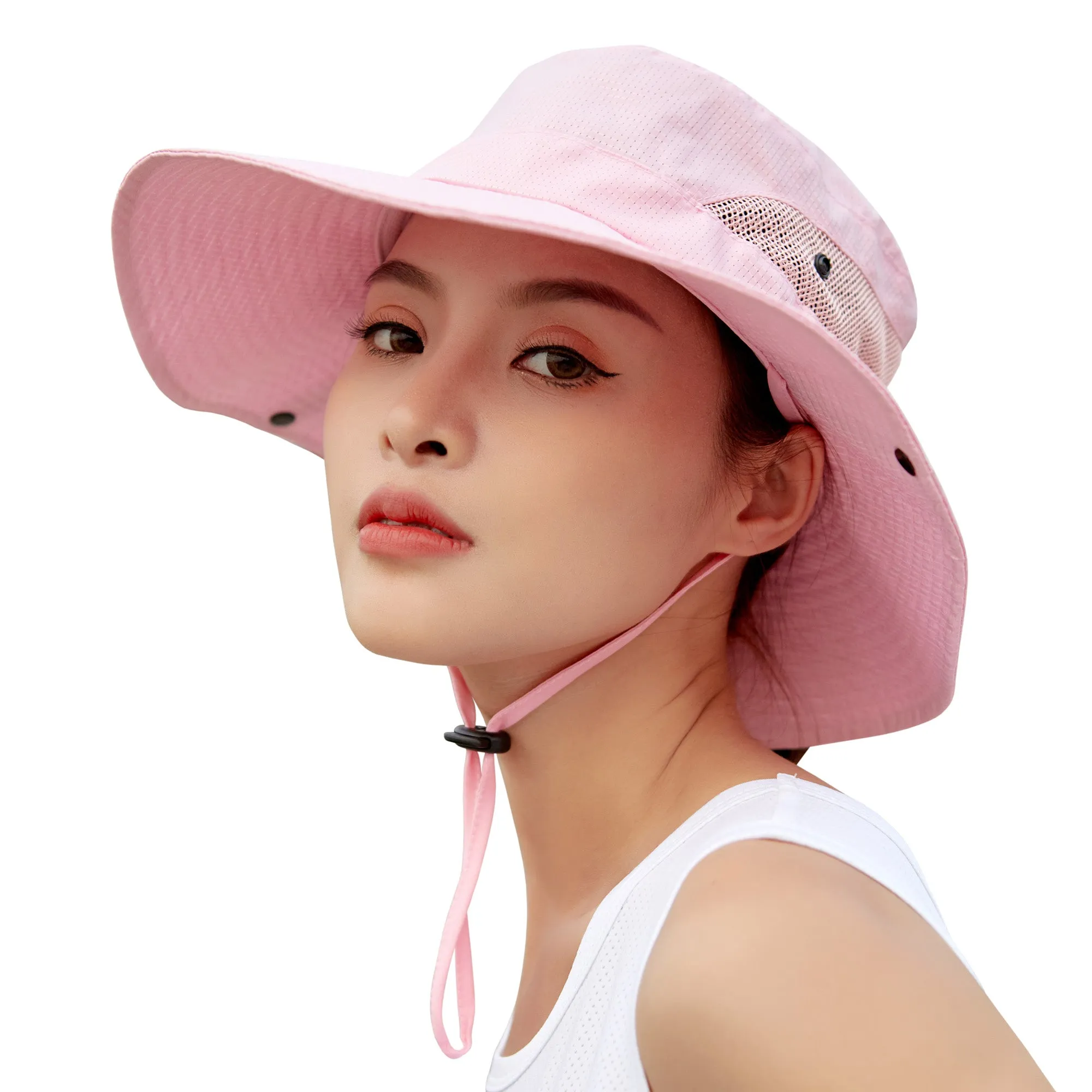 Sidiou Group Anniou Summer Women Hiking Camping Wide Brim Ponytail Fishing Hat UPF40  UV Protection Wide Brim Sun Hat Foldable Mesh Bucket Hat